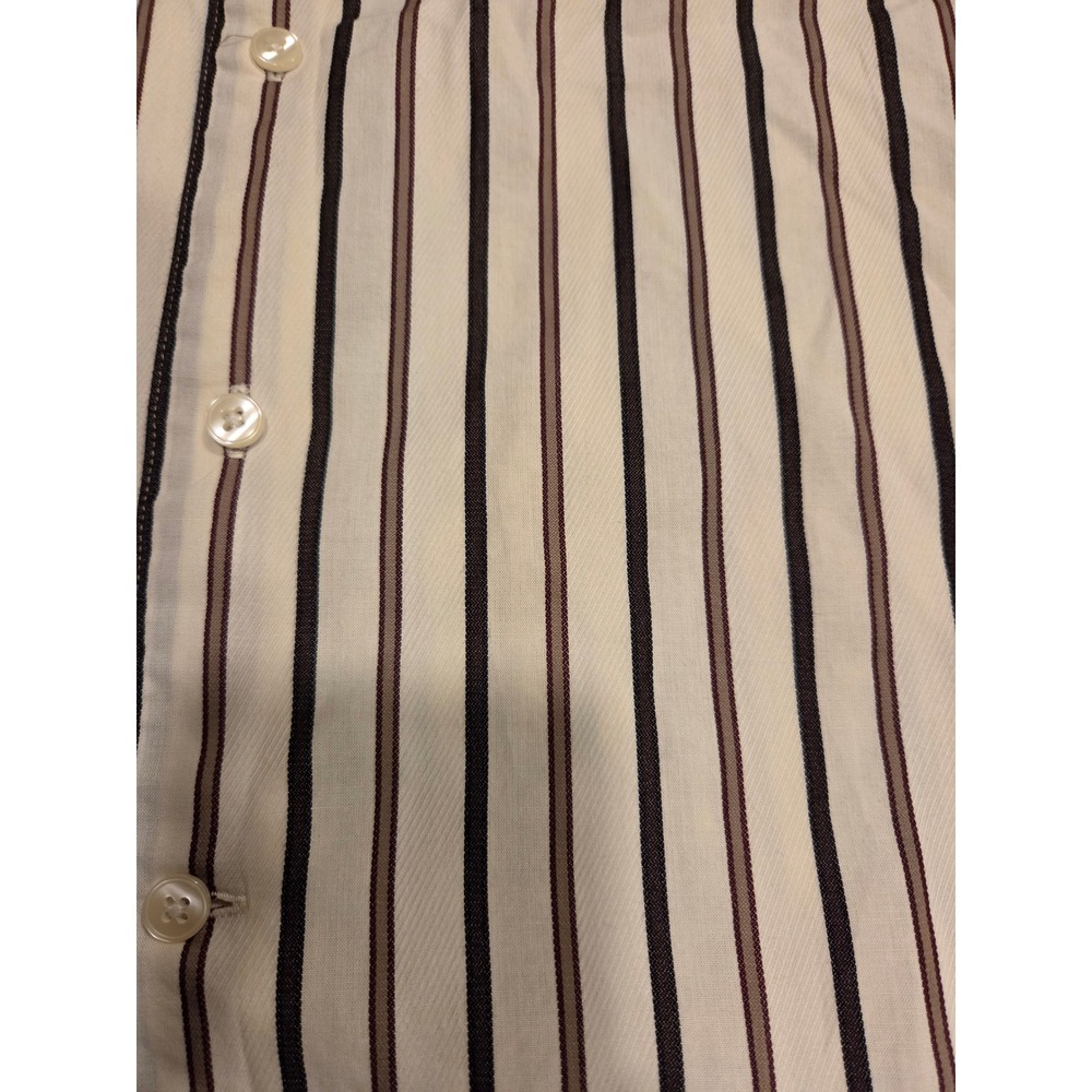 Axist Mens Modern Fit Striped Button Down‎ Shirt Cream Brown Black Size M - Picture 2 of 6